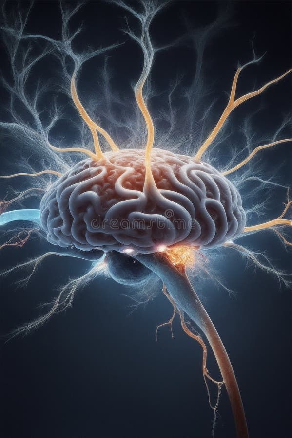 3 d ilustración de anatomía representada de una forma corporal humana con cerebro stock de ilustración