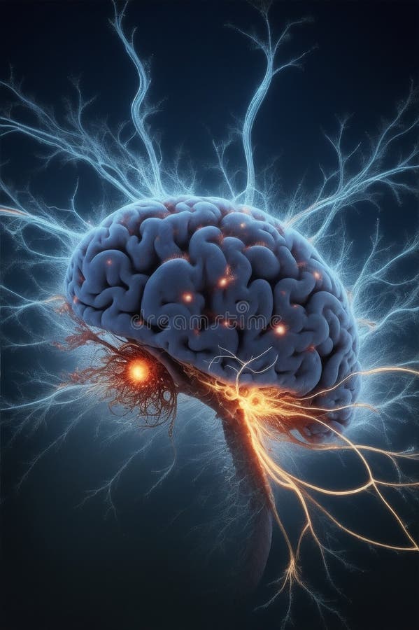 3 d ilustración de anatomía representada de una forma corporal humana con cerebro ilustración del vector