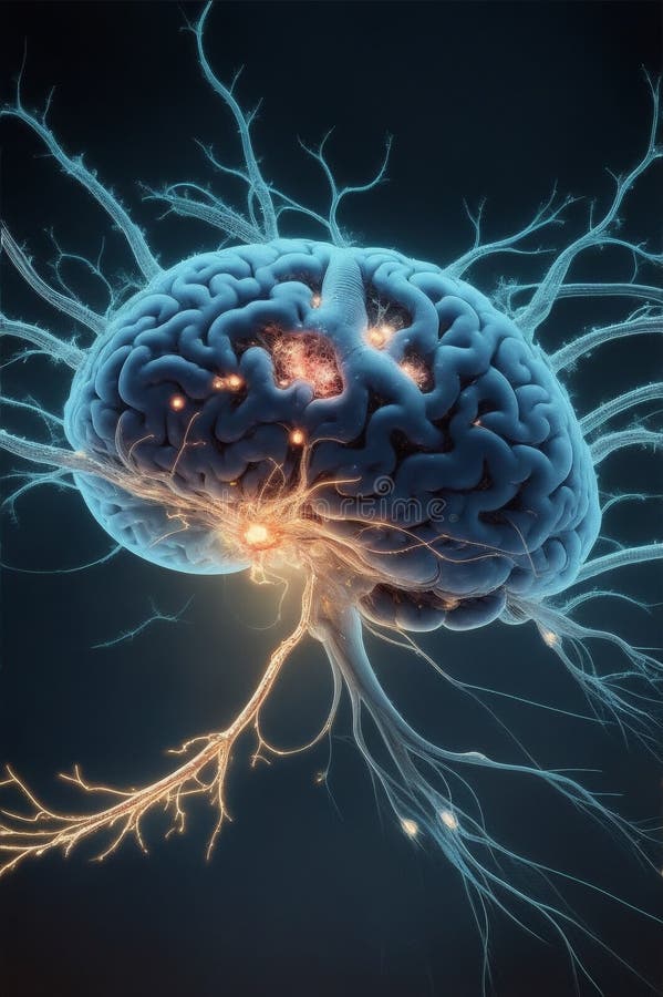 3 d ilustración de anatomía representada de una forma corporal humana con cerebro ilustración del vector