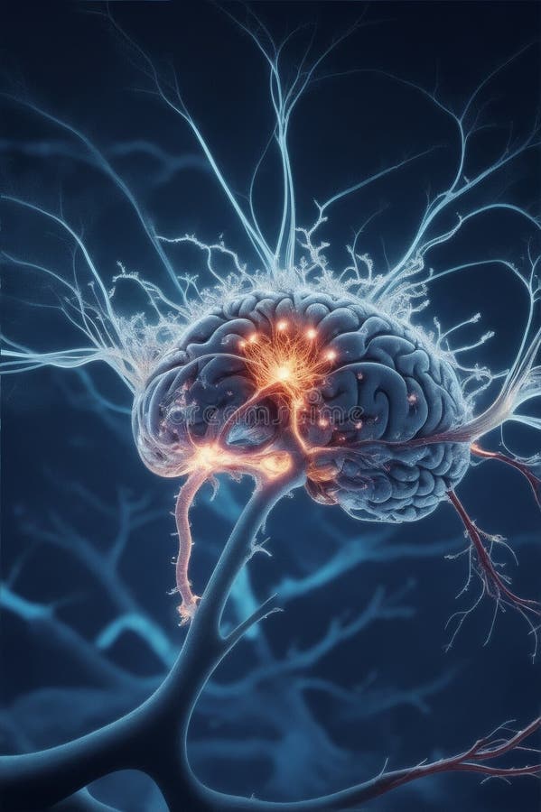 3 d ilustración de anatomía representada de una forma corporal humana con cerebro libre illustration