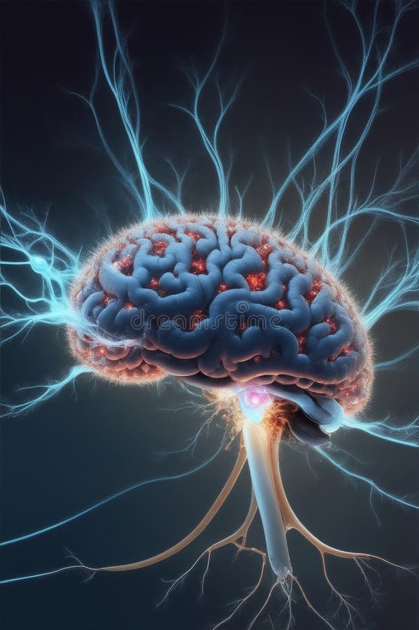 3 d ilustración de anatomía representada de una forma corporal humana con cerebro stock de ilustración