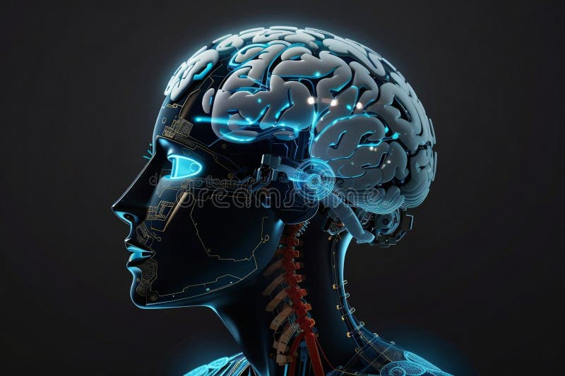 3 d ilustración de anatomía representada de una forma corporal humana con cerebro ilustración del vector