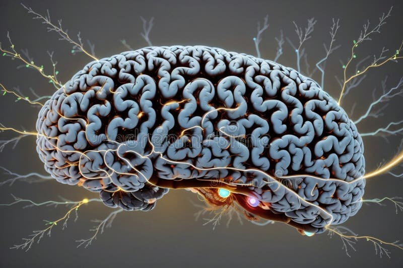 3 d ilustración de anatomía representada de una forma corporal humana con cerebro stock de ilustración