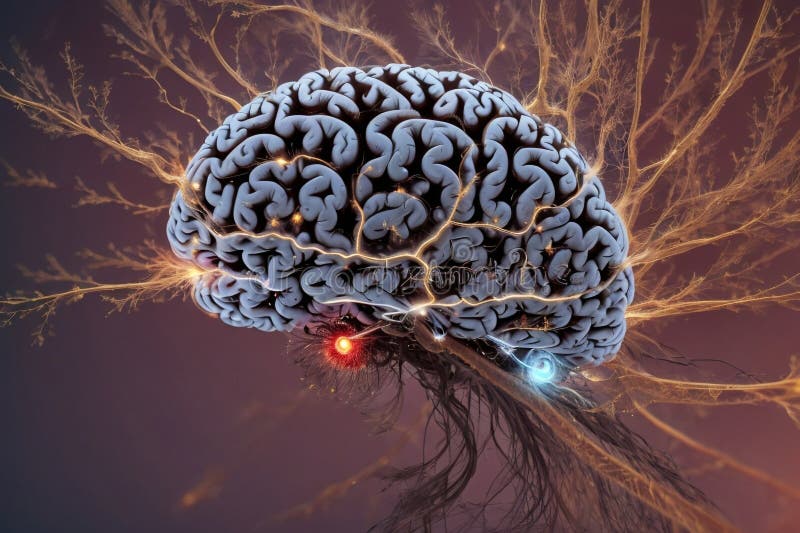 3 d ilustración de anatomía representada de una forma corporal humana con cerebro ilustración del vector