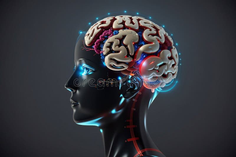 3 d ilustración de anatomía representada de una forma corporal humana con cerebro stock de ilustración