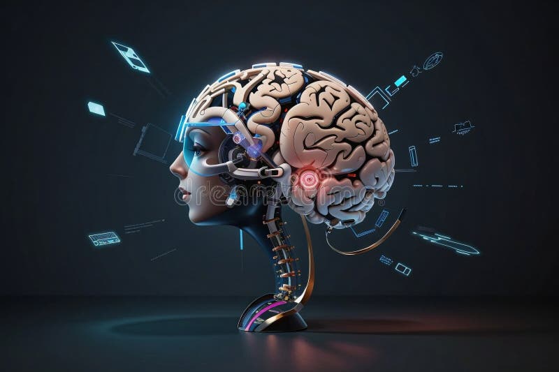 3 d ilustración de anatomía representada de una forma corporal humana con cerebro stock de ilustración