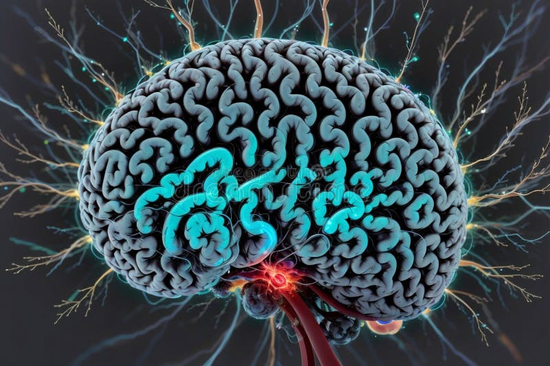 3 d ilustración de anatomía representada de una forma corporal humana con cerebro ilustración del vector