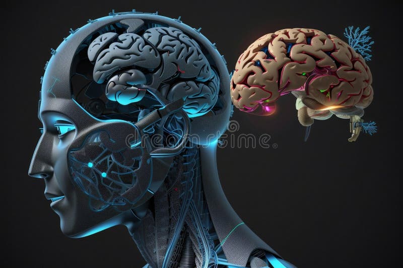 3 d ilustración de anatomía representada de una forma corporal humana con cerebro stock de ilustración