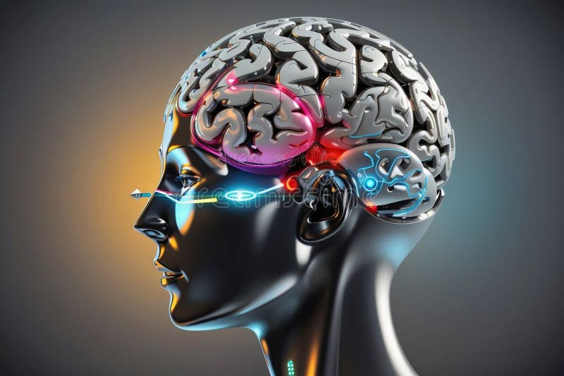 3 d ilustración de anatomía representada de una forma corporal humana con cerebro stock de ilustración