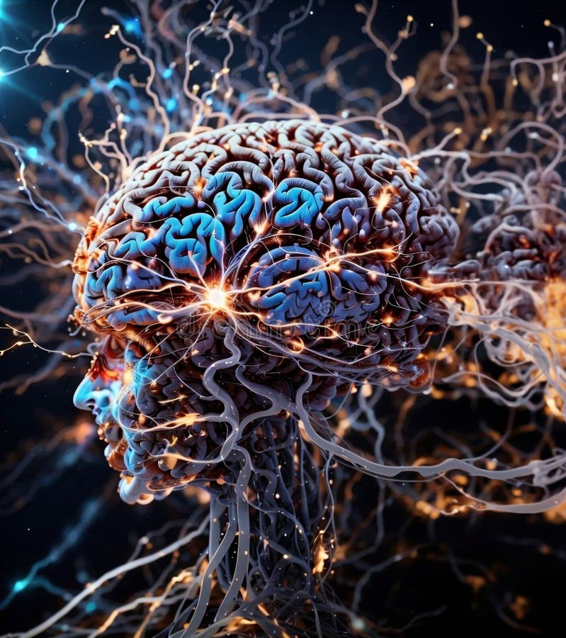 3 d ilustración de anatomía representada de una forma corporal humana con cerebro stock de ilustración