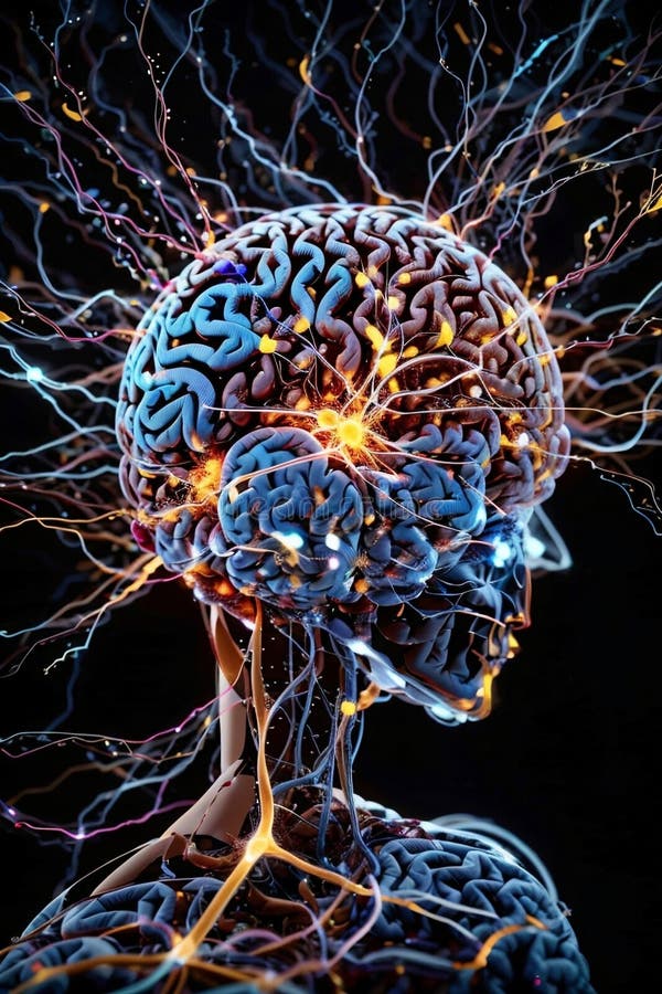 3 d ilustración de anatomía representada de una forma corporal humana con cerebro stock de ilustración