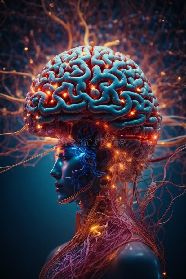 3 d ilustración de anatomía representada de una forma corporal humana con cerebro ilustración del vector