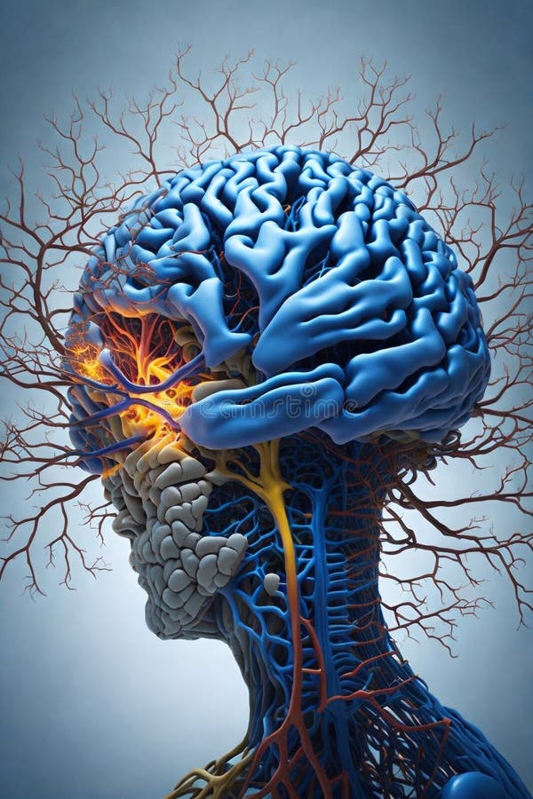 3 d ilustración de anatomía representada de una forma corporal humana con cerebro libre illustration