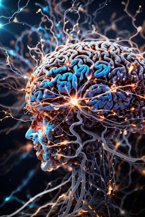 3 d ilustración de anatomía representada de una forma corporal humana con cerebro stock de ilustración