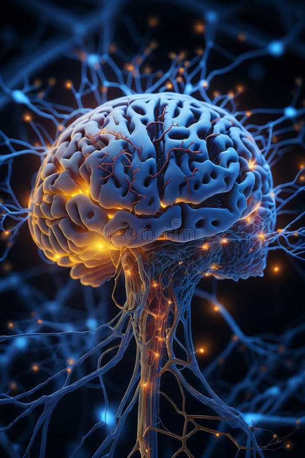 3 d ilustración de anatomía representada de una forma corporal humana con cerebro stock de ilustración