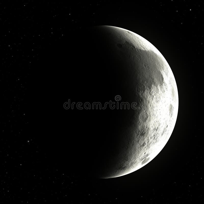 3d Ilustración De La Luna En La Fase Lunar Creciente En El Hemisferio Norte Del Tierra