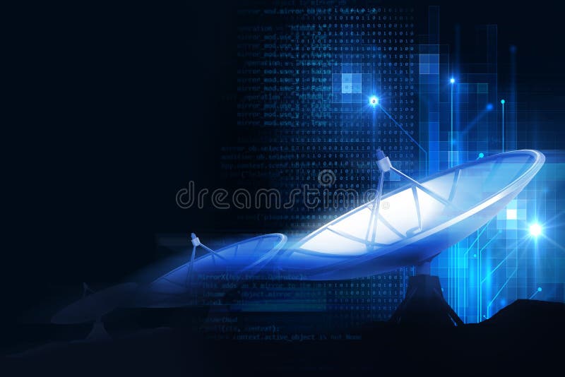 3d ilustracja antena satelitarna na abstrakcjonistycznej technologii ilustracji