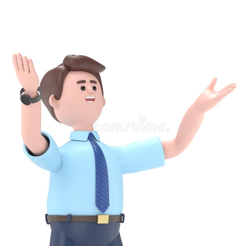 Ilustracja 3D Azjaty Felixa wykonującego zwycięski gest z zaciśniętą pięścią. Mocny, przezroczysty makieta tła. ilustracji