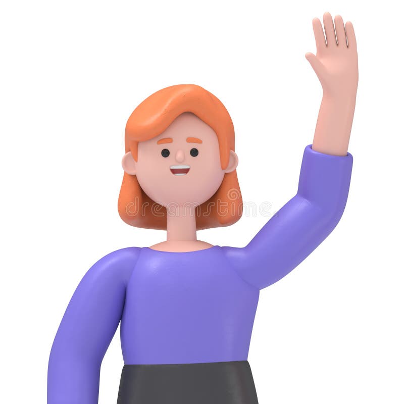 3D ilustracja europejskiej biznesmenki Ellen wygrywa pierwszy gestSilne przejrzyste tło Mocowanie. ilustracja wektor