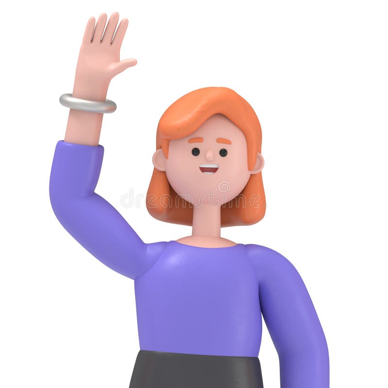 3D ilustracja europejskiej biznesmenki Ellen wygrywa pierwszy gestSilne przejrzyste tło Mocowanie. ilustracja wektor