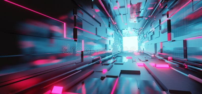 3d ilustrare a unui coridor abstract science fiction digital 3d art royalty free illustration