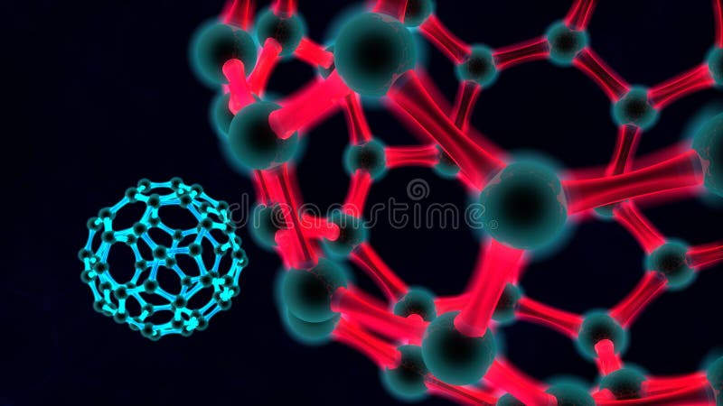 3D ilustração do balão vermelho, as moléculas da estrutura de cristal do graphene A ideia da nanotecnologia, armas biológicas, imagens de stock 3D ilustração do balão vermelho, as moléculas da estrutura de cristal do graphene A ideia da nanotecnologia, armas biológicas, imagens de stock