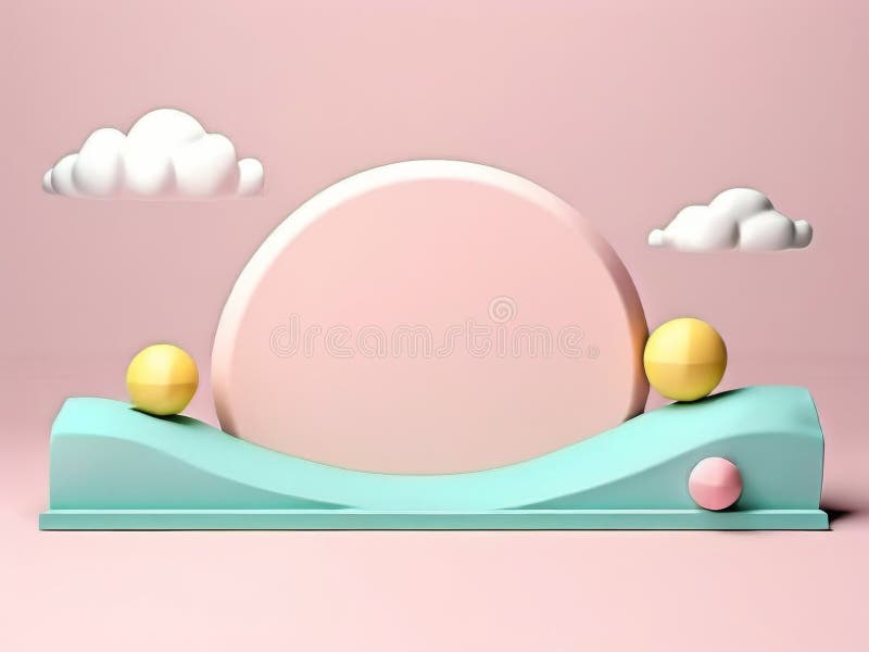 3d image , abstract geometric podium with product display minimal scene pedestal stock illustration