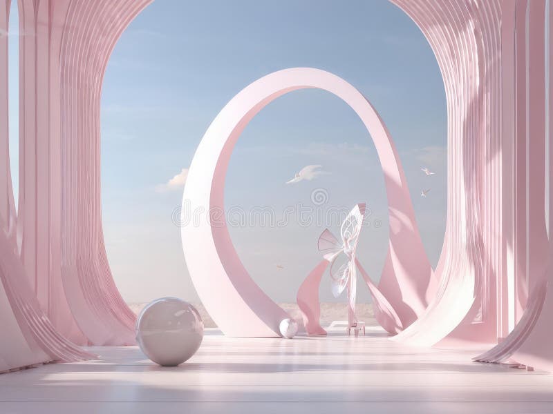 3d image of abstract modern architecture stock illustration