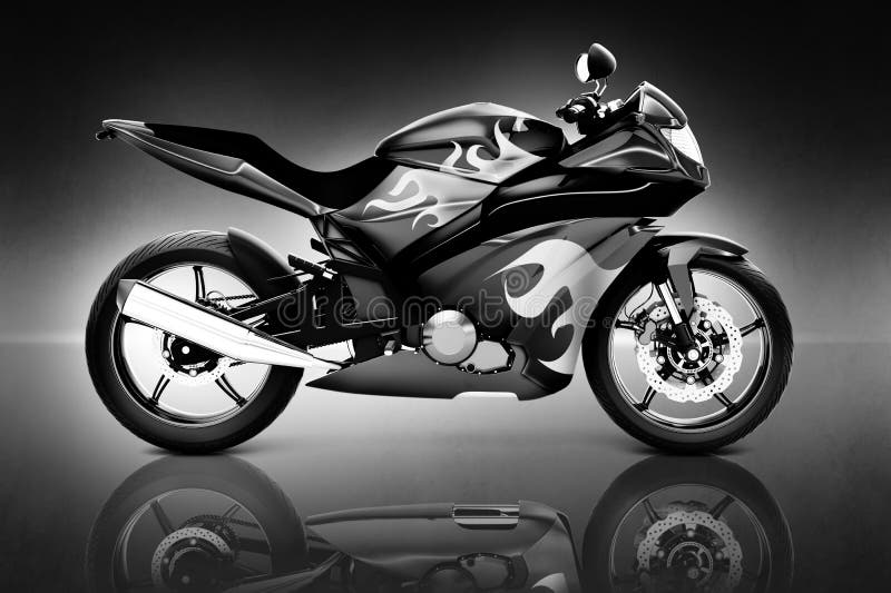 3D Image of Black Motorcycle royalty free illustration
