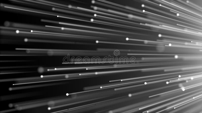 3d image concept of optical fiber, glare effect on tips of optical fiber, 3d render background, computer generated vector illustration