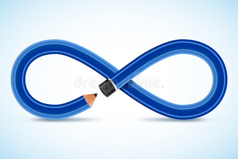3d image Conceptual pencil, infinity symbol