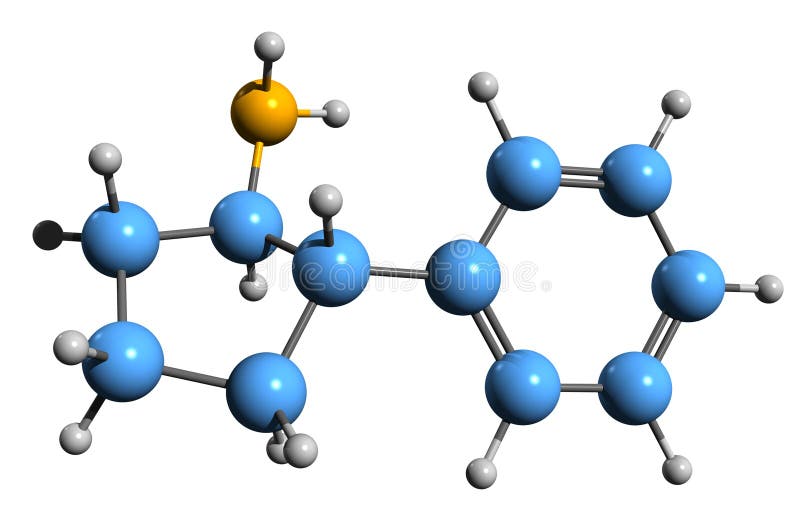 Trojrozměrný obraz z kosterní vzorec molekulární chemický struktura z izolované na bílém pozadí.