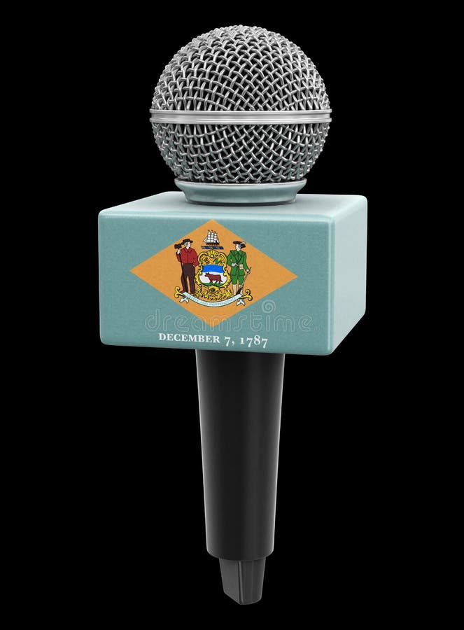 Microphone and Delaware flag. Image with clipping path royalty free illustration