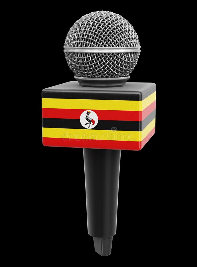 Microphone and Uganda Flag. Image with Clipping Path Stock Illustration