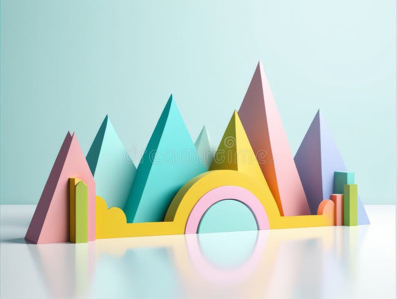 3d image , modern architecture background illustration abstract geometric colorful shapes building construction vector illustration