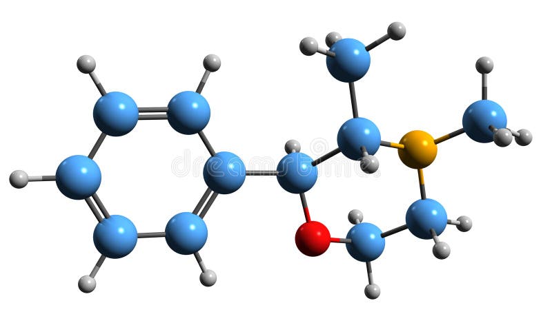 Trojrozměrný obraz z kosterní vzorec molekulární chemický struktura z droga izolované na bílém pozadí.
