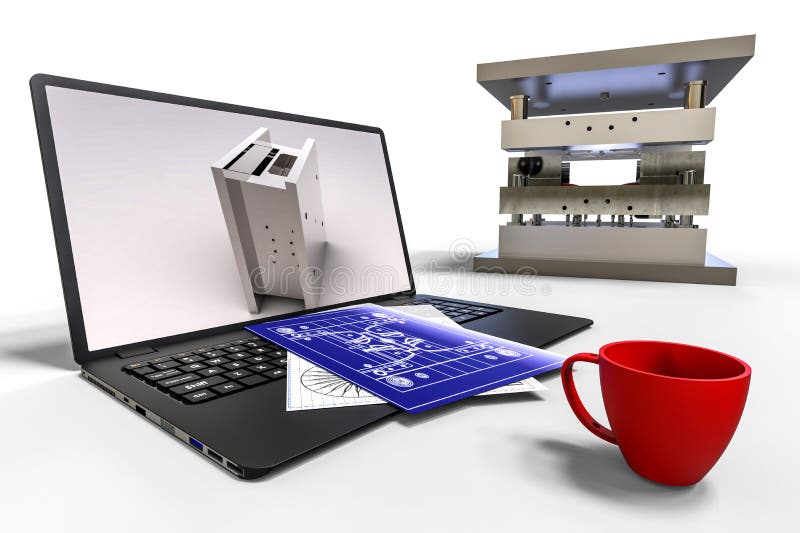 3. d imagen representativa del proceso de cad ilustración del vector