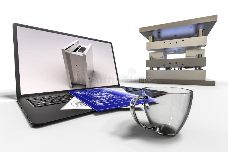 3. d imagen representativa del proceso de cad stock de ilustración