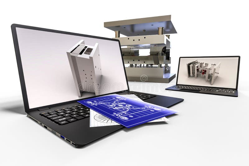 3. d imagen representativa del proceso de cad stock de ilustración