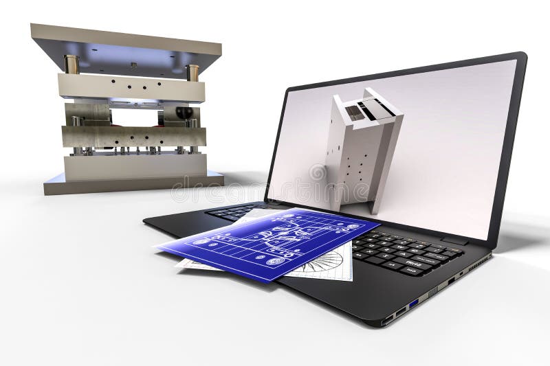 3. d imagen representativa del proceso de cad ilustración del vector