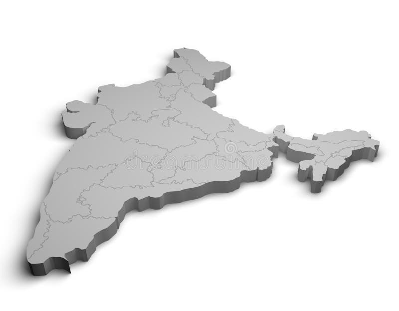 3d India map illustration white background isolate vector illustration