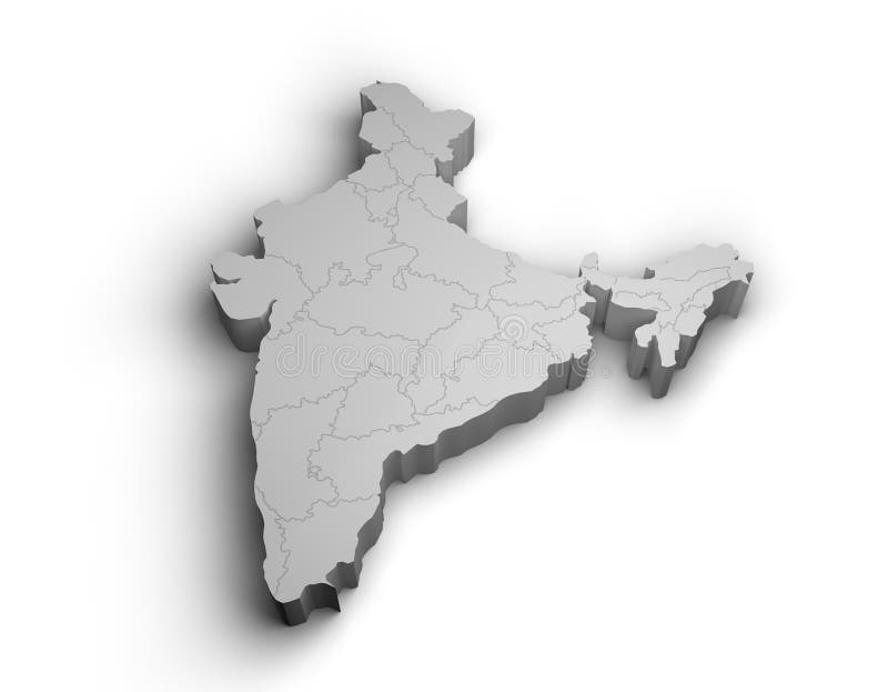 3d India map illustration white background isolate stock illustration
