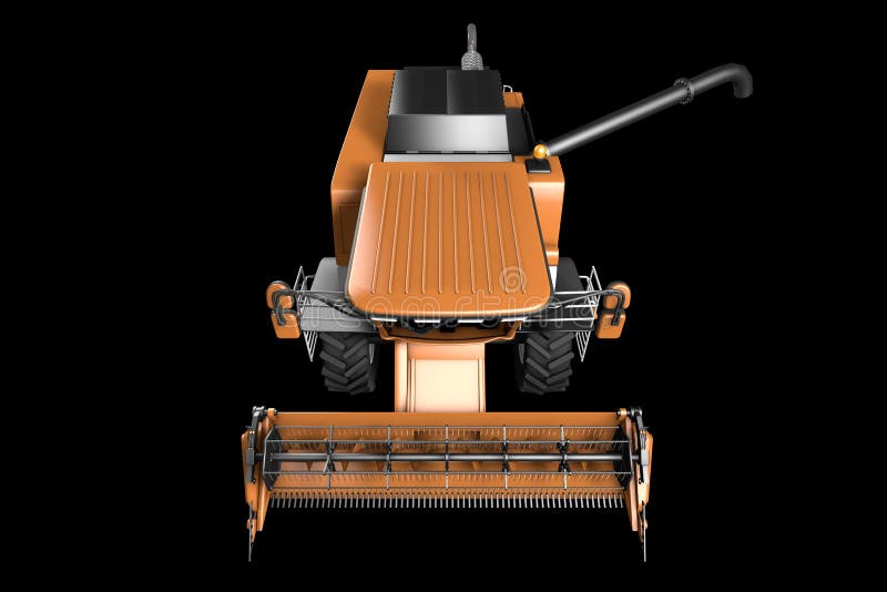 3d industrial ilustrare a combinației agricole uriașe, cu boabe portocalii, cu grâne desprinse din față royalty free illustration