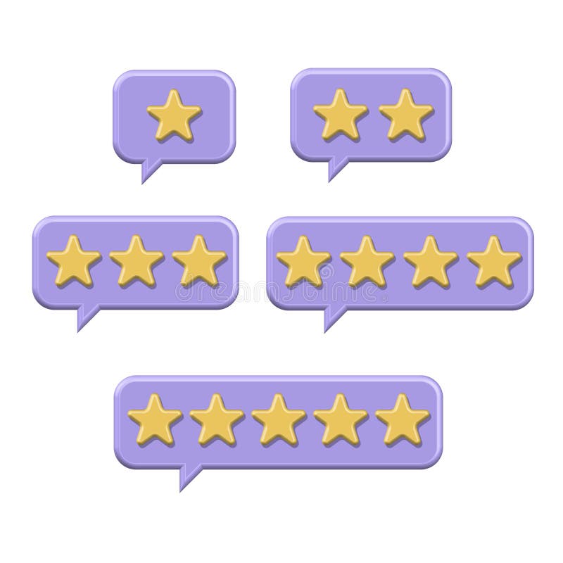 3D Set of yellow stars on Speech Bubble. Online feedback, survey or review concept. Trendy and modern vector in 3d style. 3D Set of yellow stars on Speech Bubble. Online feedback, survey or review concept. Trendy and modern vector in 3d style.
