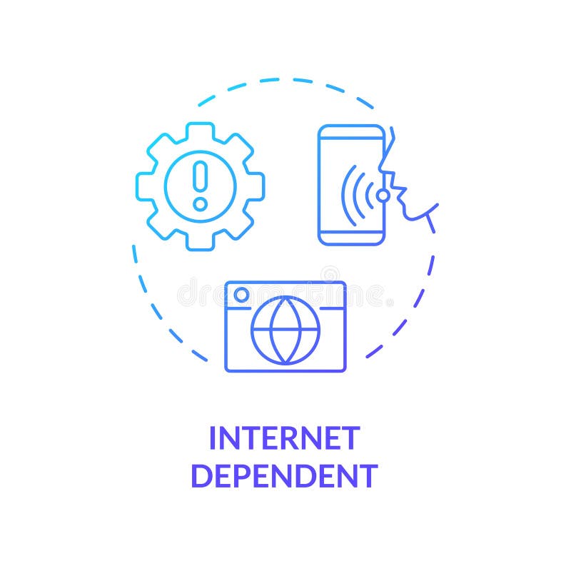 Concept pictogramă gradient dependentă de internet 2d stock illustration