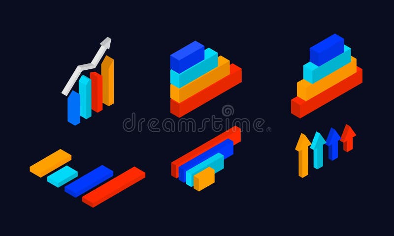 3D Isometric of Different Style Colorful Bar Graph for Infographic ...