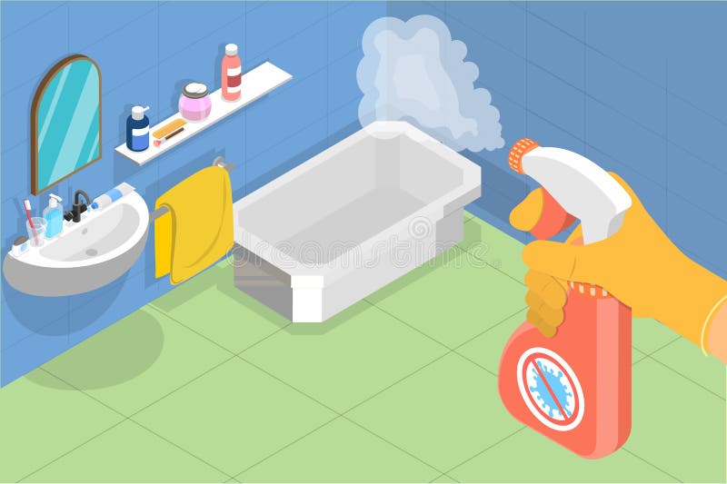 3D Isometric Flat Vector Conceptual Illustration of Bathroom