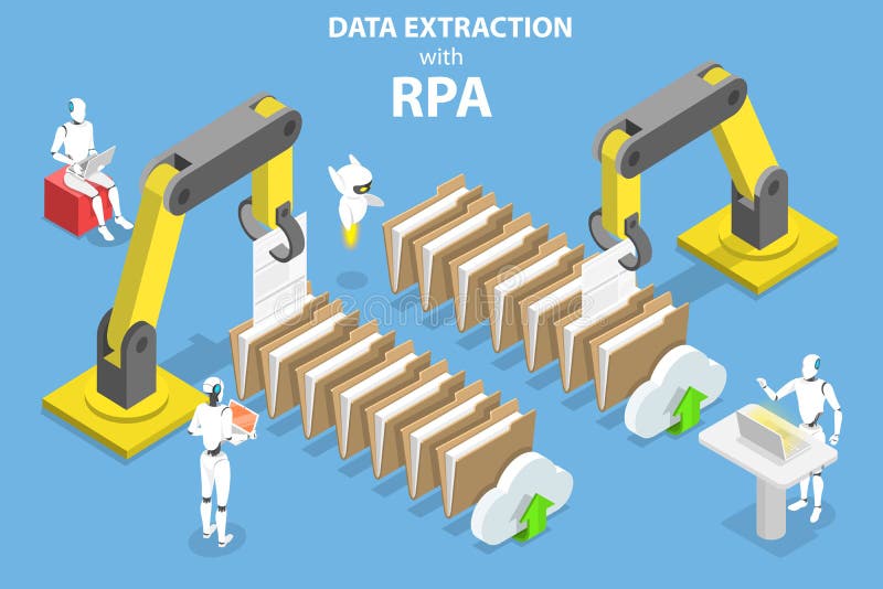 Broken data extraction. RPA extract. Data Extraction animation Video Concept.