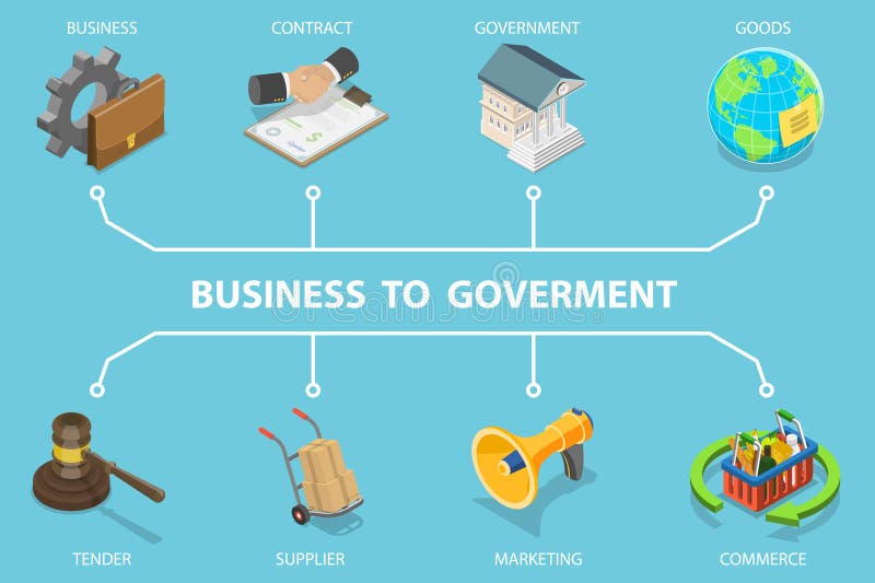 3D Isometric Flat Vector Illustration of B2G vector illustration