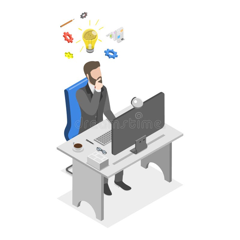 3D Isometric Flat Vector Illustration of Idea Generation. Item 1 royalty free illustration